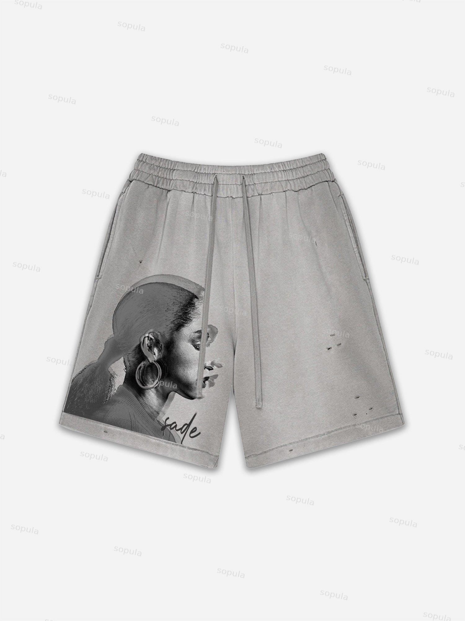 Child Of God Praying For Peace Print Vintage Washed Ripped Shorts Product Image