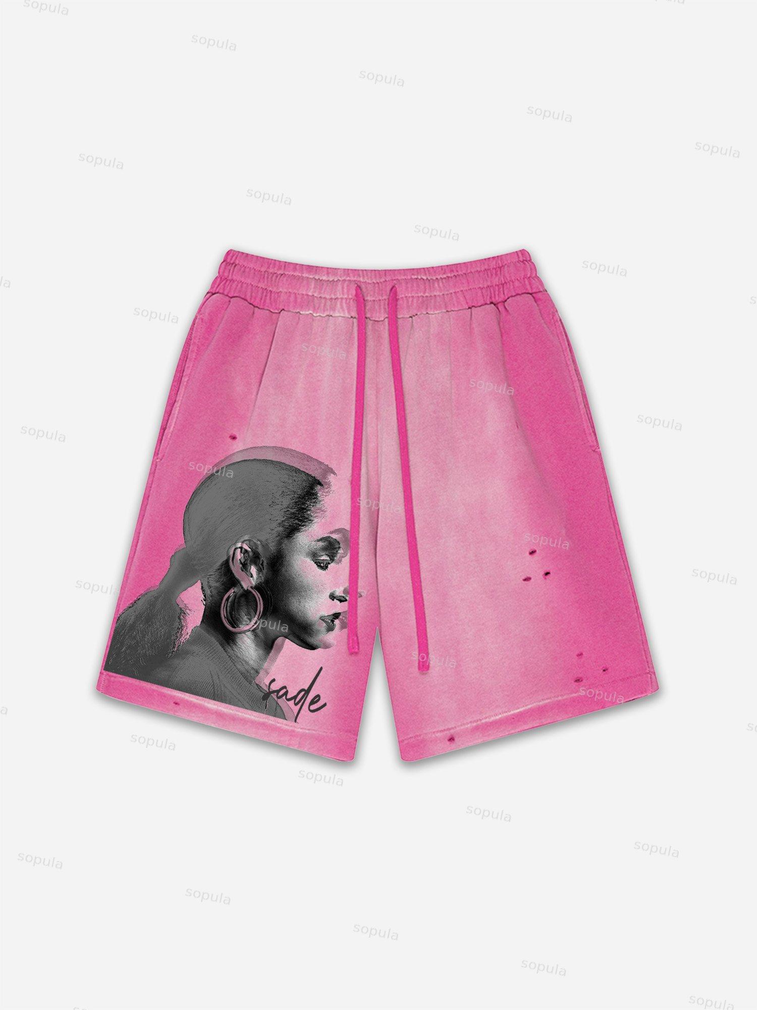 Child Of God Praying For Peace Print Vintage Washed Ripped Shorts Product Image