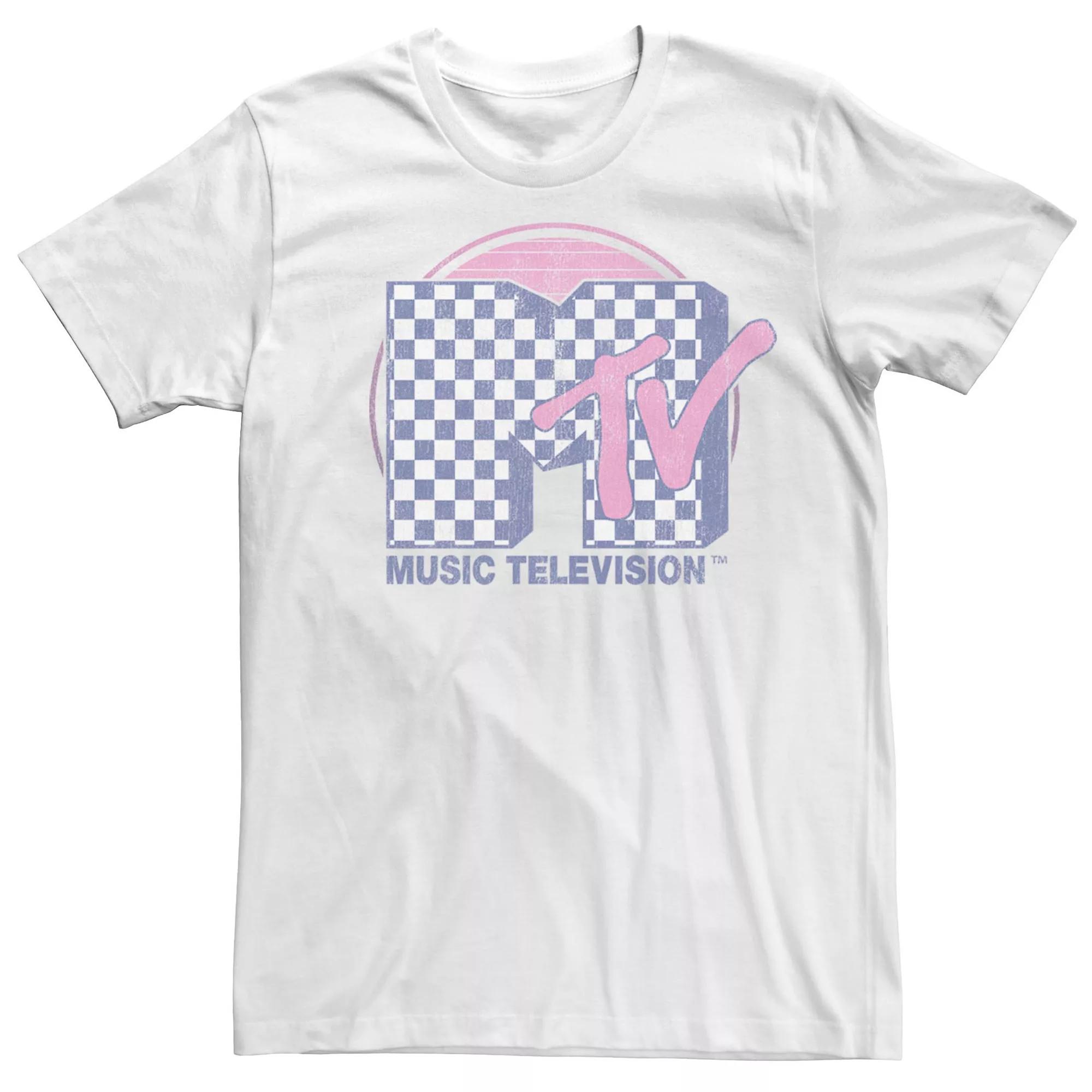 Men's MTV Faded Checkered Logo Short Sleeve Tee,  Product Image