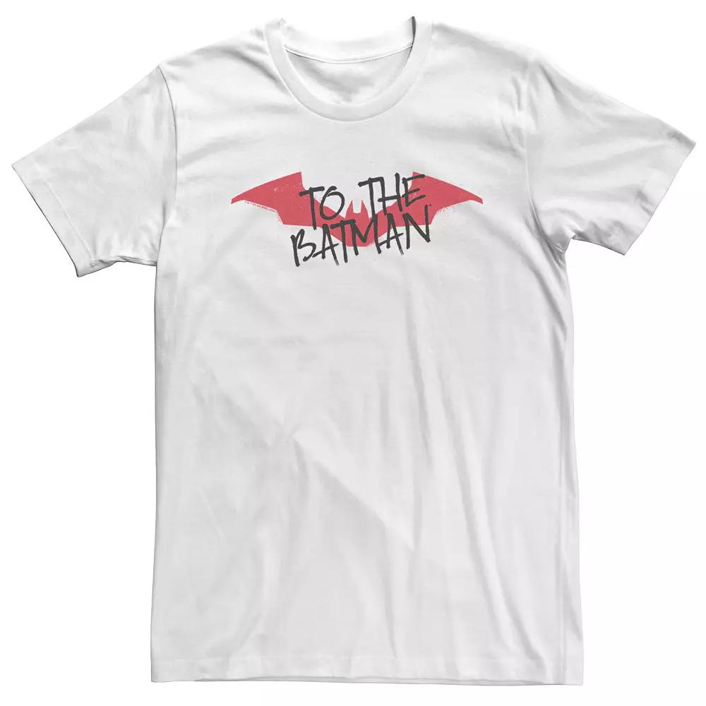 Big & Tall DC Batman To The Batman Red Bat Logo Tee, Men's, Size: 4XL Tall, White Product Image