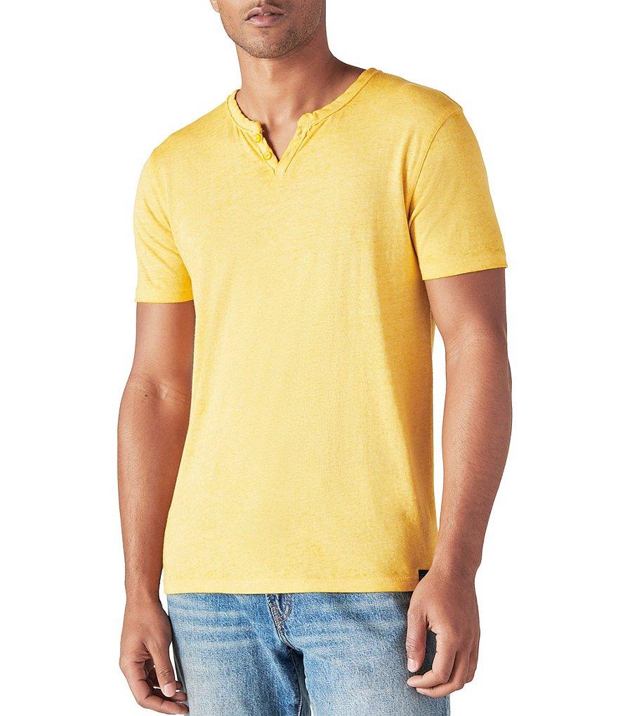 Lucky Brand Short Sleeve Venice Burnout Notch Neck Henley T-Shirt Product Image
