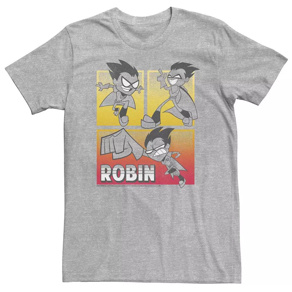 Big & Tall DC Comics Teen Titans Go! Robin Action Panels Tee, Men's, Size: 3XL, Athletic Grey Product Image