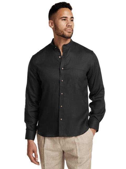 Linen Solid Casual Shirt - Black Product Image