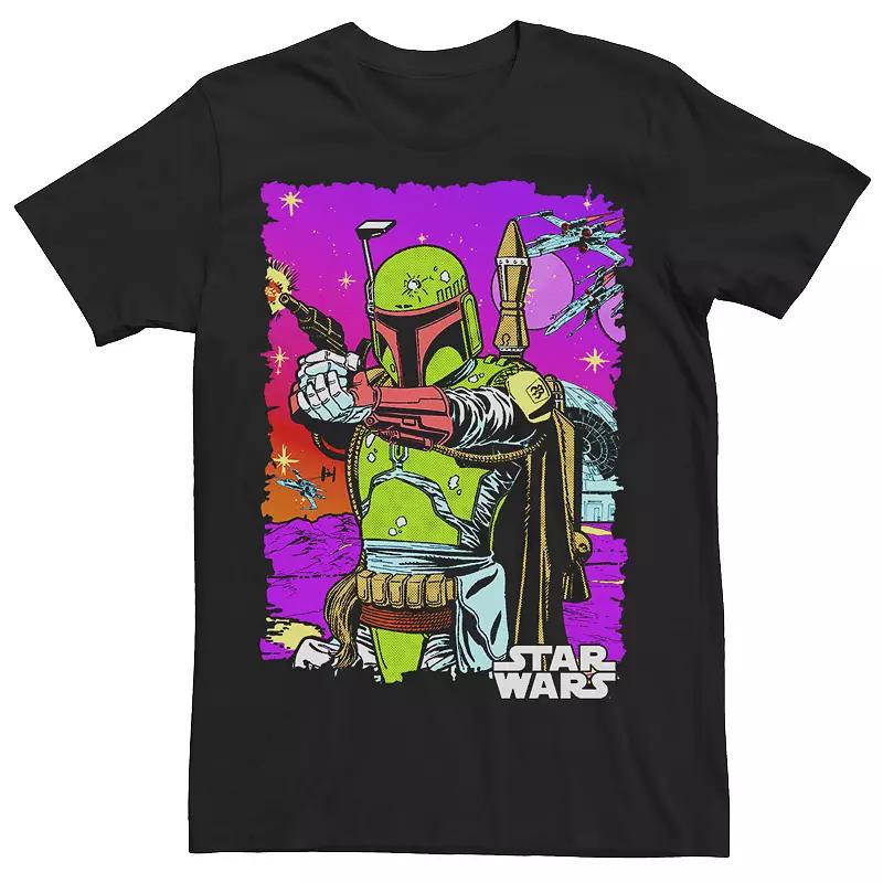 Men's Star Wars Boba Fett Vibrant Neon Comic Cutout Tee,  Product Image
