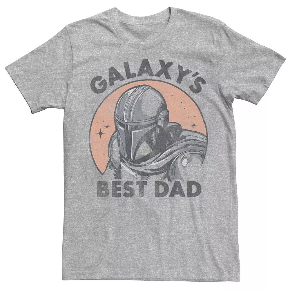 Men's Star Wars The Mandalorian Galaxy's Best Dad Distressed Portrait Tee, Size: XS, Athletic Grey Product Image