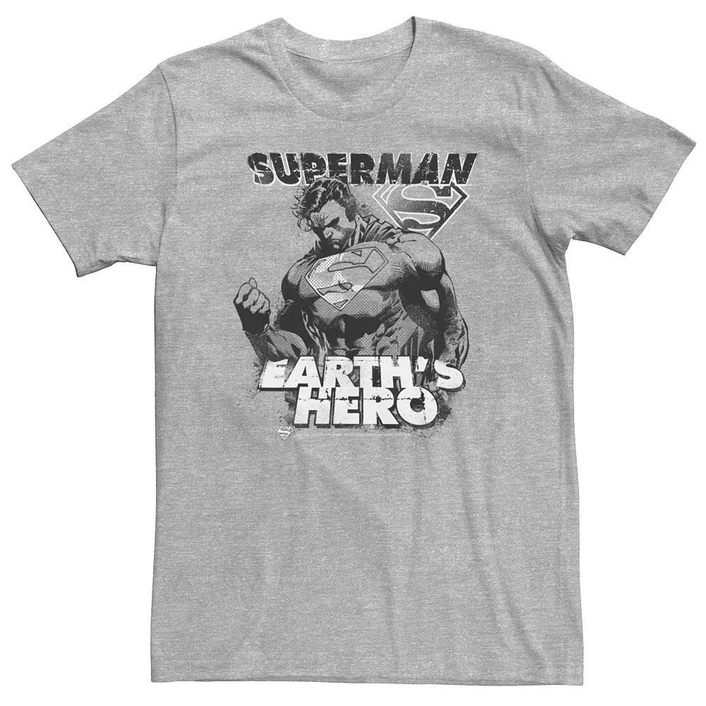 Big & Tall DC Comics Superman Earth's Hero Sketched Poster Tee, Men's, Size: 3XL Tall, Athletic Grey Product Image