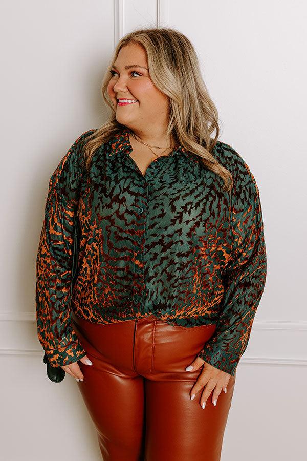 Modern Muse Velvet Burnout Top in Teal Curves Product Image