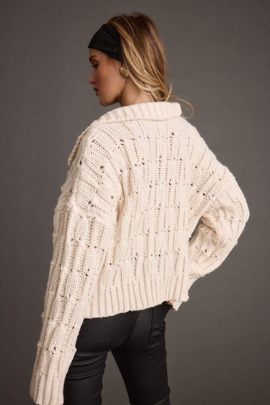 Riverstone Cream Cableknit Sweater Product Image