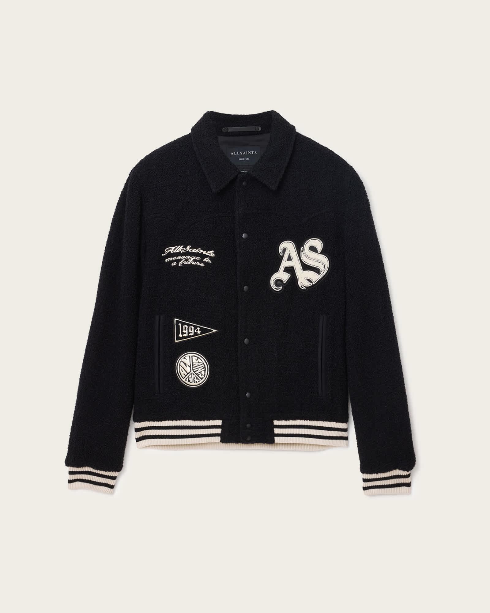 Baum Baseball Bomber Jacket Black | ALLSAINTS US Product Image