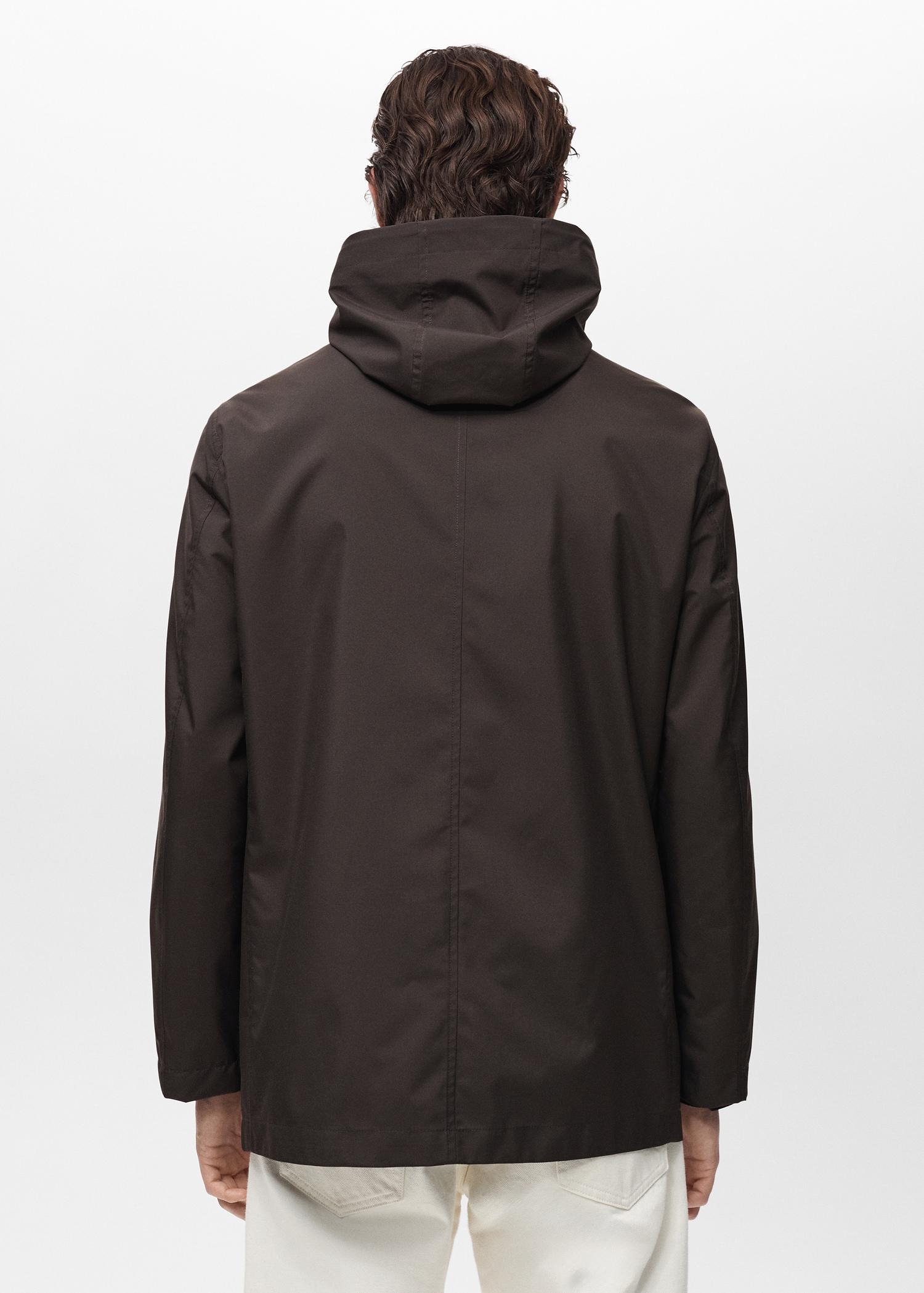 Water-repellent hooded parka - Men | MANGO USA Product Image