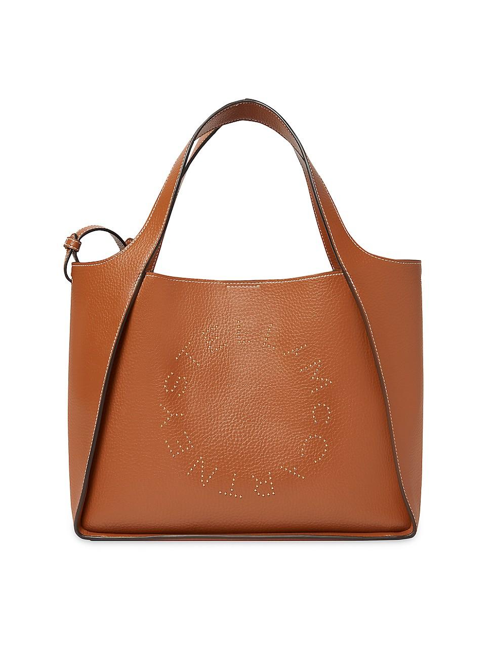 Womens Studded Logo Grainy Crossbody Tote Product Image