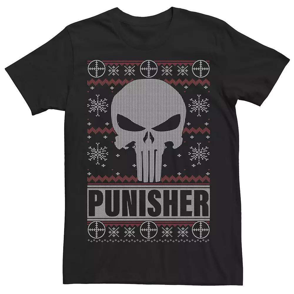 Big & Tall Marvel Punisher Skull Ugly Christmas Tee, Men's,  Product Image