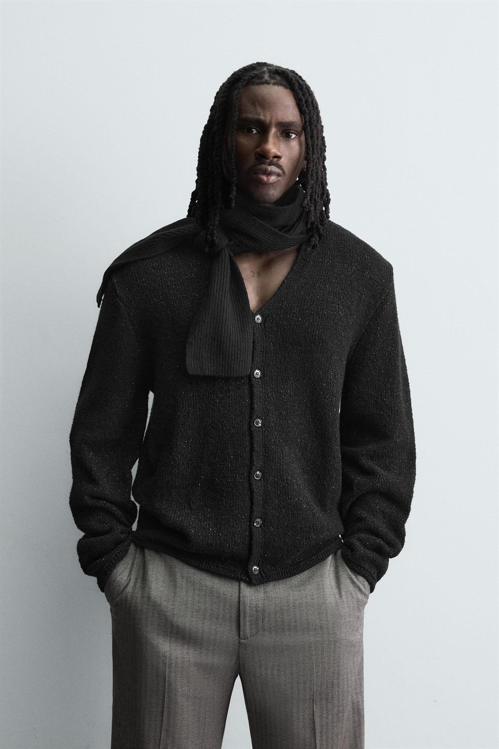 SHINY TEXTURED CARDIGAN Product Image