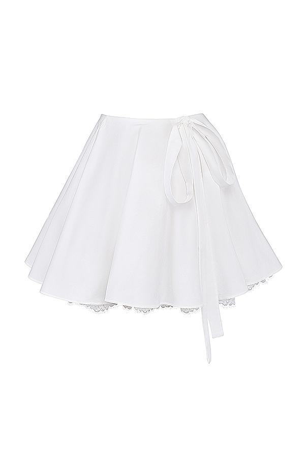 Nahla  white bow mini skirt Product Image