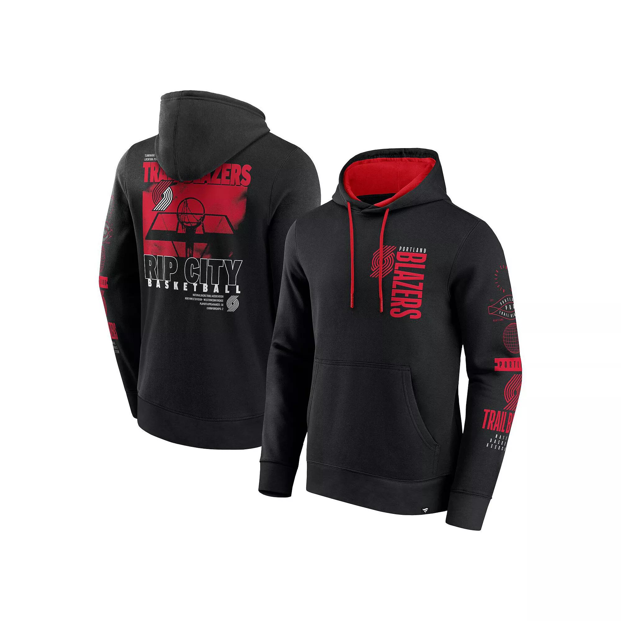 Men's Fanatics Black Portland Trail Blazers Game Time Crossover Pullover Hoodie, Size: 2XL Product Image