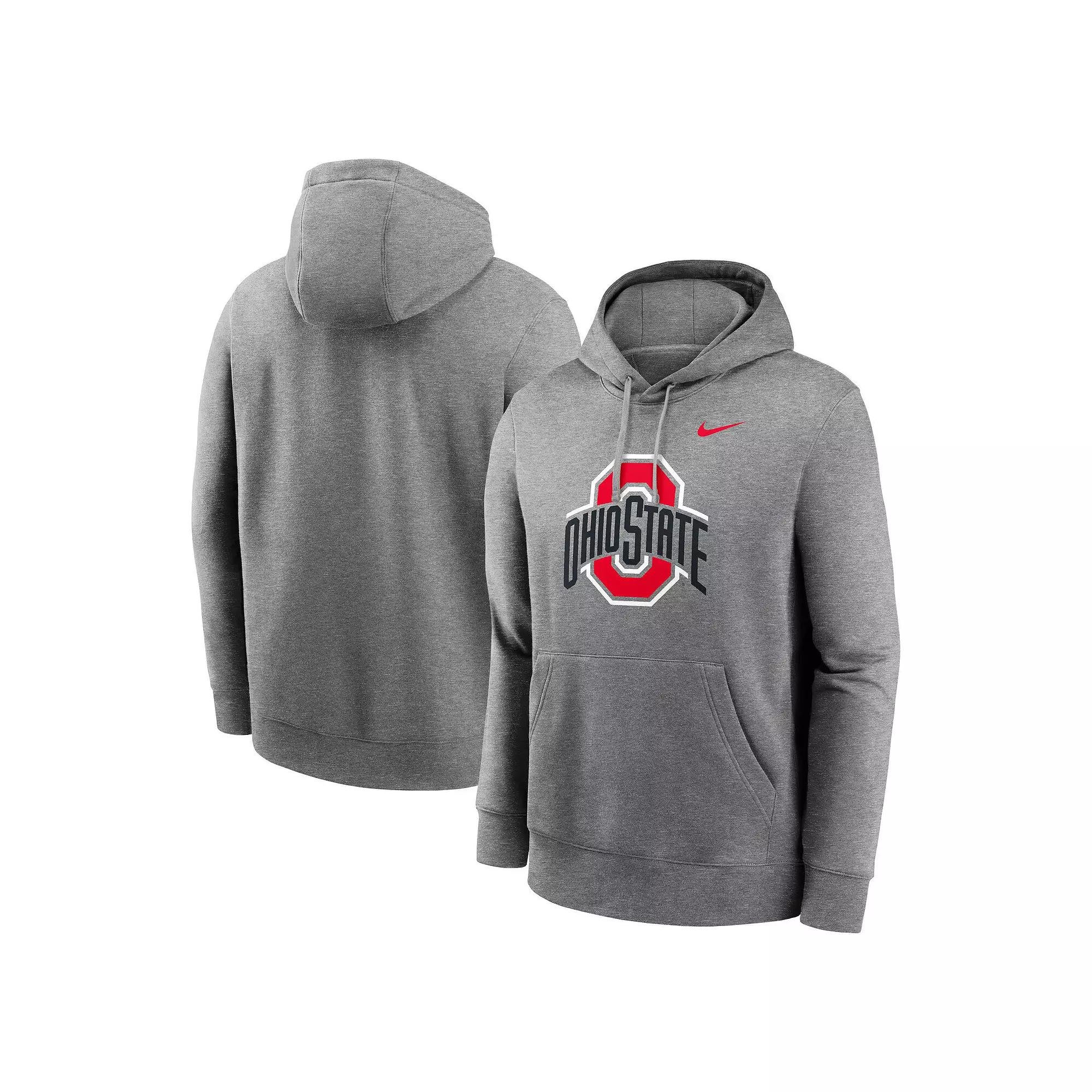 Men's Nike Heather Gray Ohio State Buckeyes Primetime Evergreen Club Fleece Pullover Hoodie, Size: Small, Grey Product Image