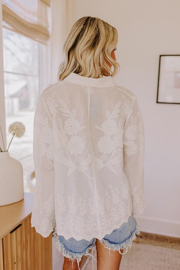 Sweet Aroma Embroidered Button Up in Cream Product Image