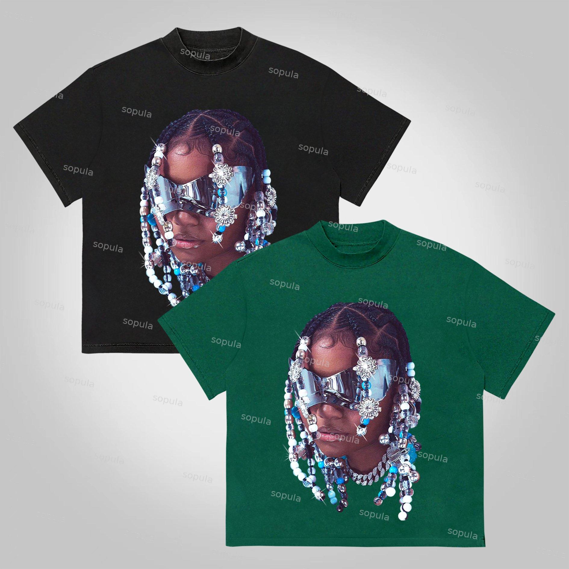 Sopula Jewelry Street Portrait Print Cotton T-shirt Product Image