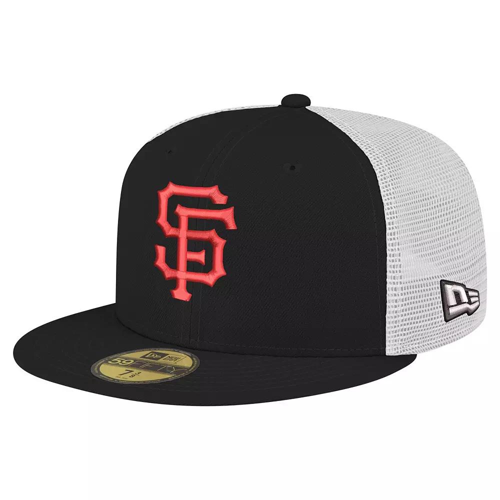 Men's New Era Black San Francisco Giants Team Color 59FIFTY Trucker Fitted Hat, Size: 7 1/4 Product Image