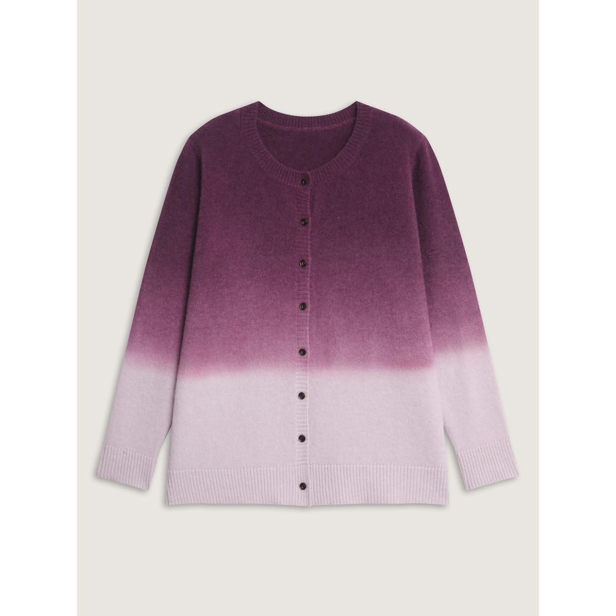 Plus Size Supersoft Stretchy Color Gradient Knit Cardigan RedViolet Women Playful Loose Long Sleeve Casual Cardigans BloomChic 12/L Product Image