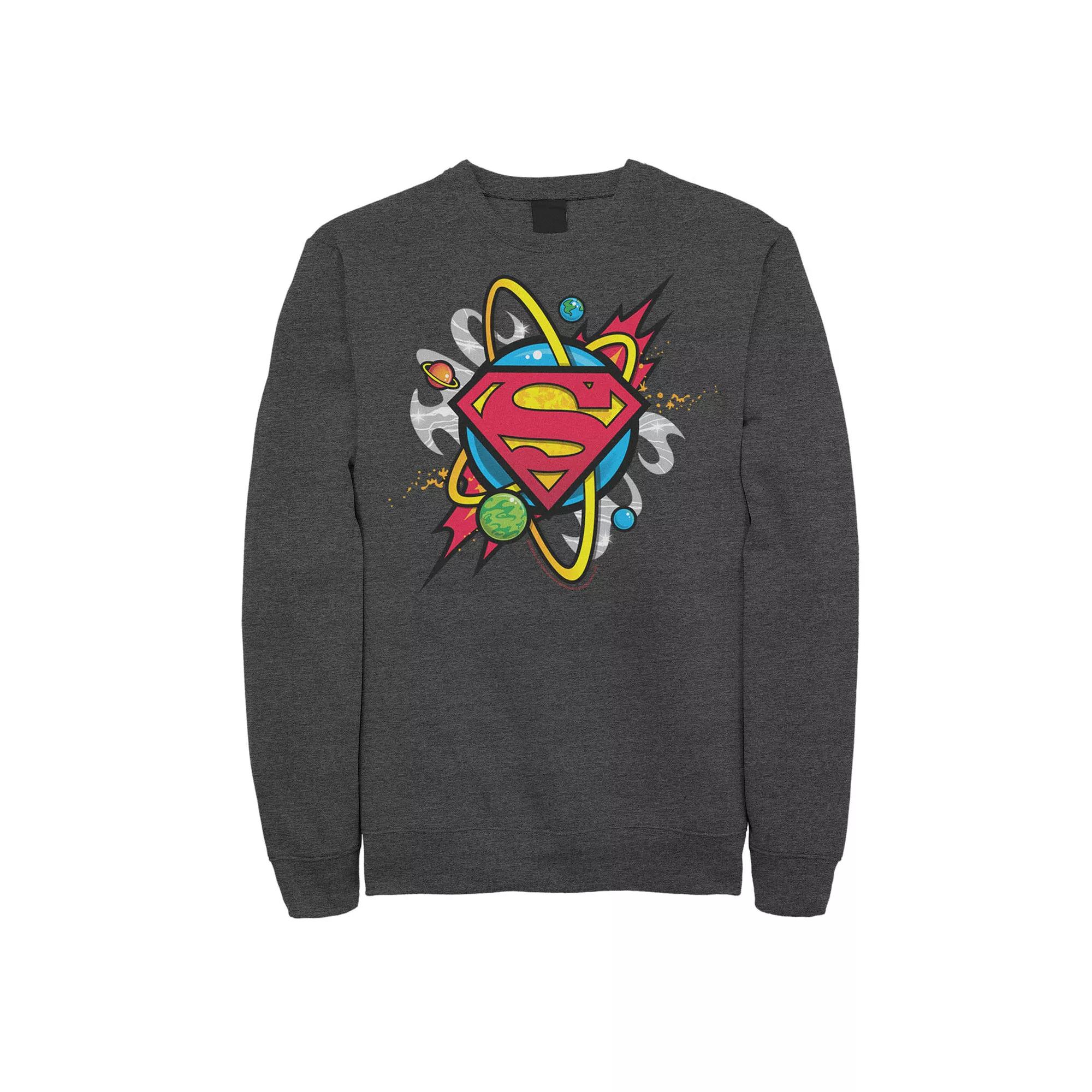 Men's DC Comics Superman Planet Chest Logo Fleece Sweatshirt,  Product Image