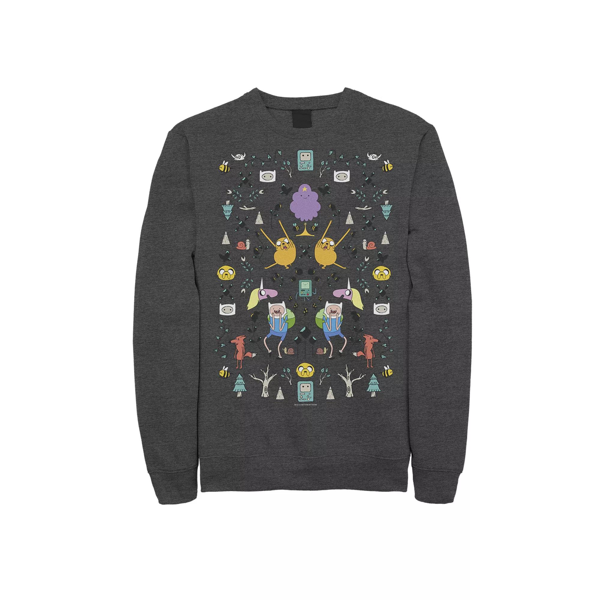 Men's Cartoon Network Adventure Time Character Icon Collage Sweatshirt,  Product Image