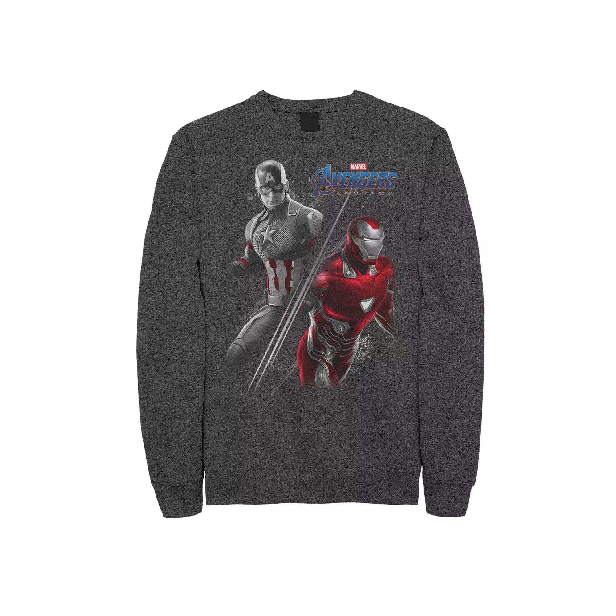 Men's Marvel Avengers Endgame Captain America Iron Man Poster Fleece, Size: Medium, Grey Heather Product Image