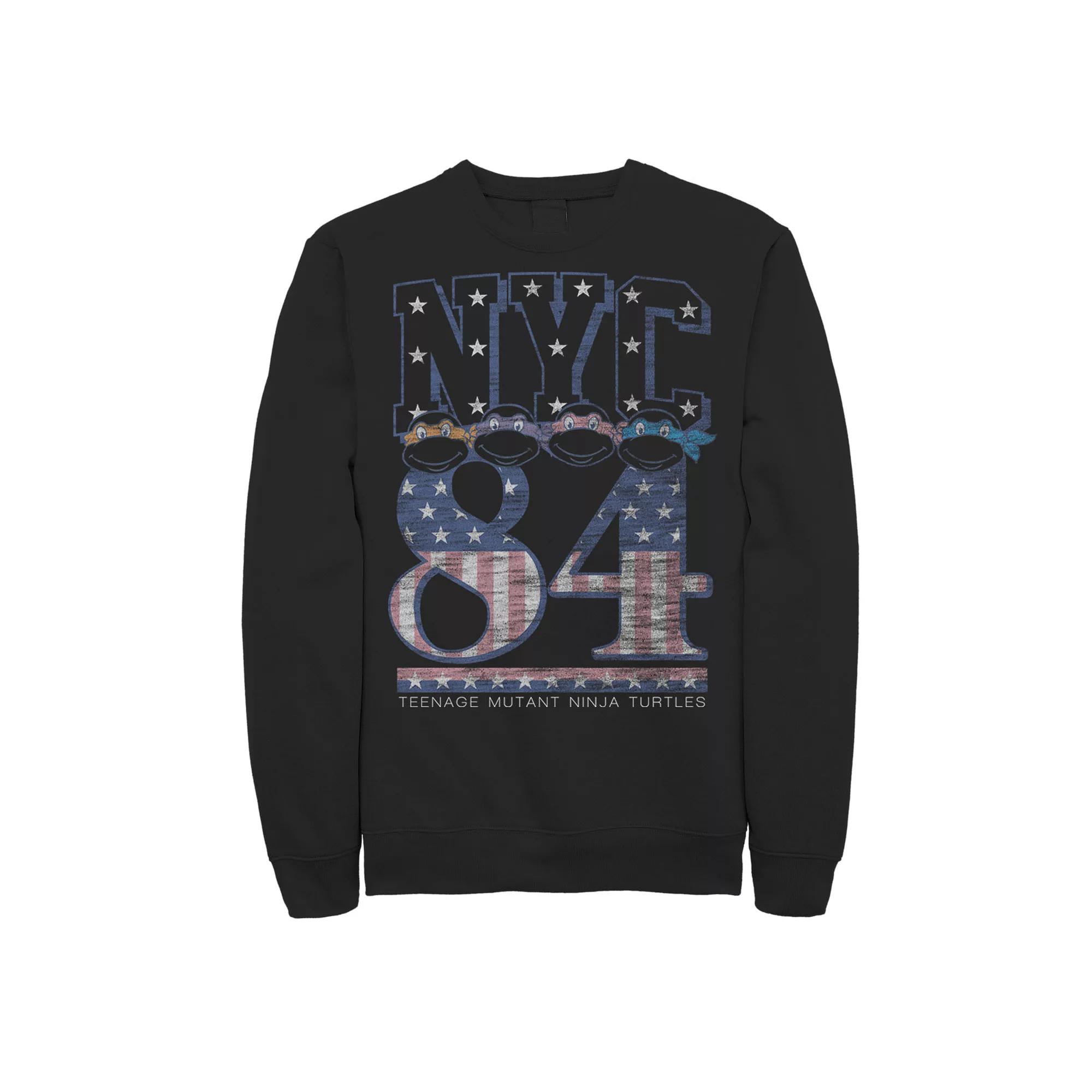 Big & Tall Nickelodeon Teenage Mutant Ninja Turtles USA Flag Filled NYC Sign Fleece Sweatshirt, Men's,  Product Image