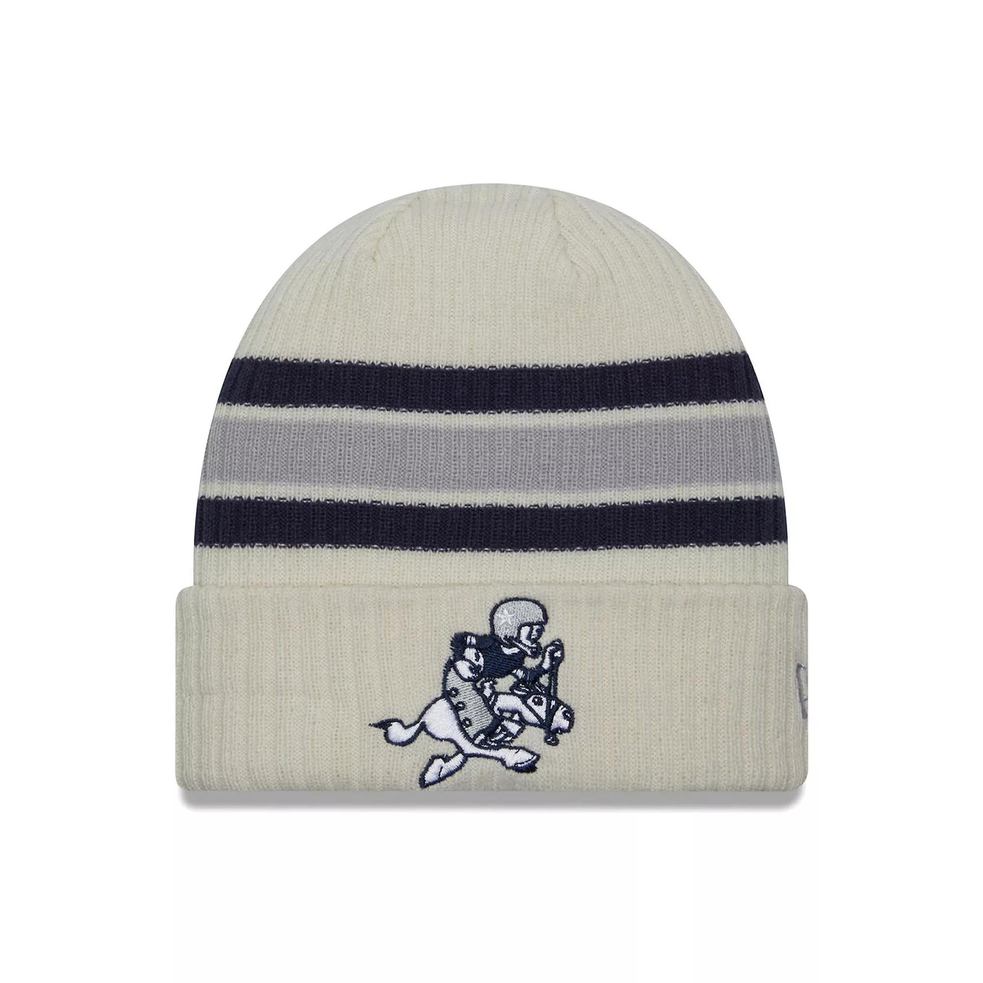 Men's New Era Cream Dallas Cowboys Vintage Cuffed Knit Hat, Beige Product Image