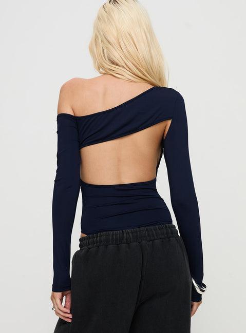 Caylum One Shoulder Bodysuit Navy Product Image