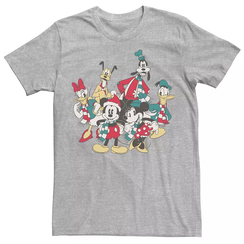 Men's Mickey Classic Holiday Group Christmas Group Shot Tee, Size: 3XL, Athletic Grey Product Image