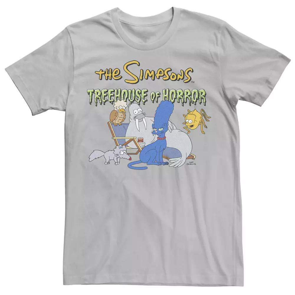 Men's The Simpsons Halloween Treehouse of Horror Island of Dr. Hibbert Cast Tee, Size: Small, Silver Product Image