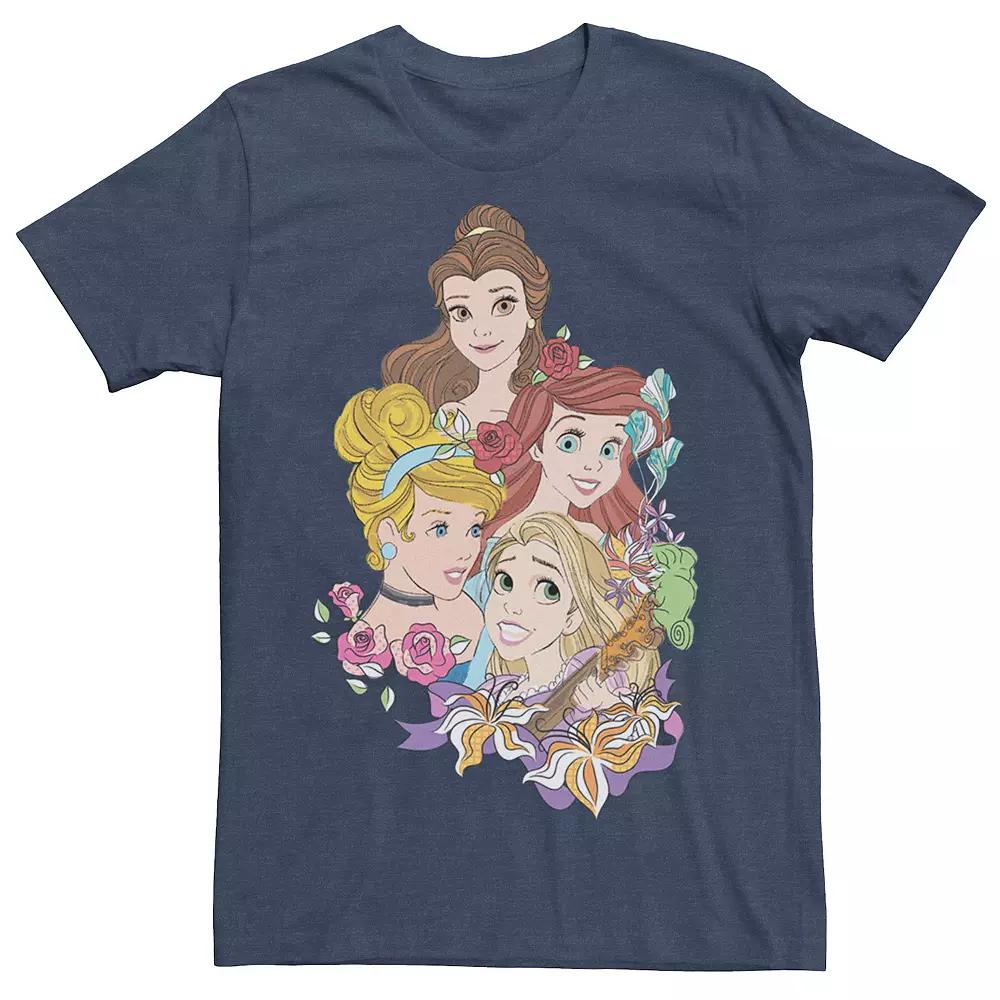 Men's Disney Princesses Floral Belle Cinderella Ariel Rapunzel Tee,  Product Image