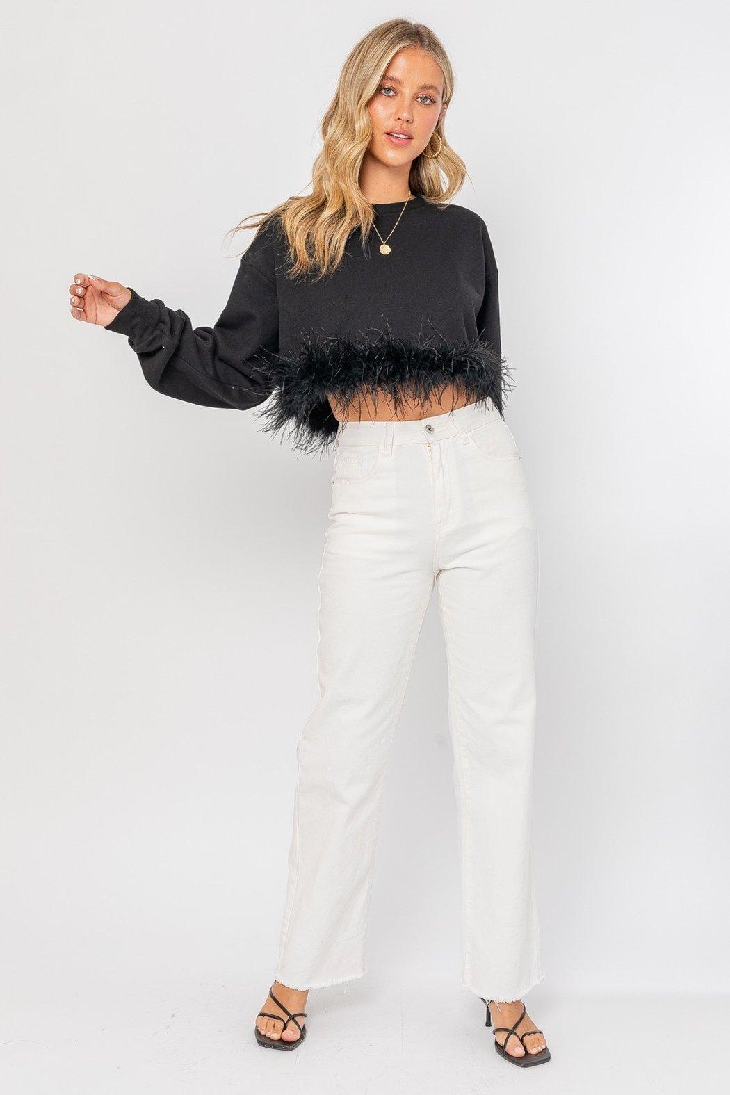 Feather Trim Sweatshirt Product Image