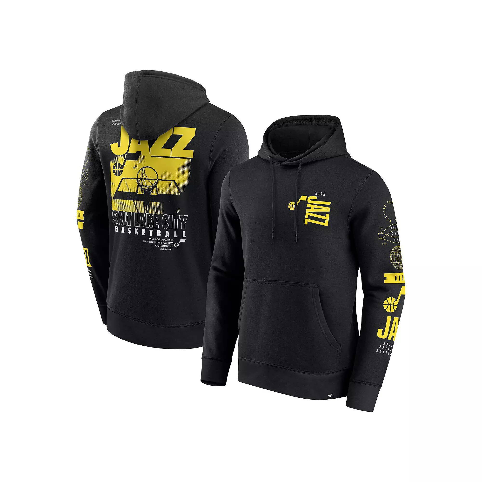 Men's Fanatics Black Utah Jazz Game Time Crossover Pullover Hoodie, Size: 2XL, Jaz Black Product Image