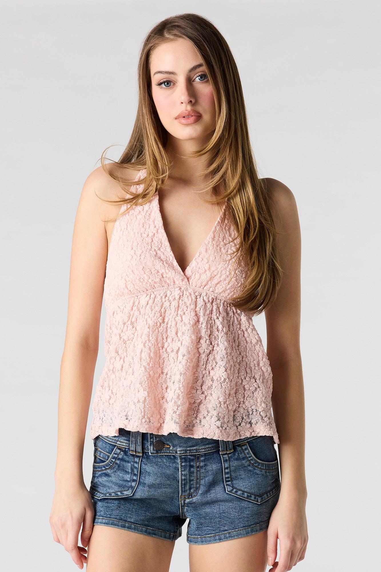 Lace Halter Babydoll Top Female Product Image
