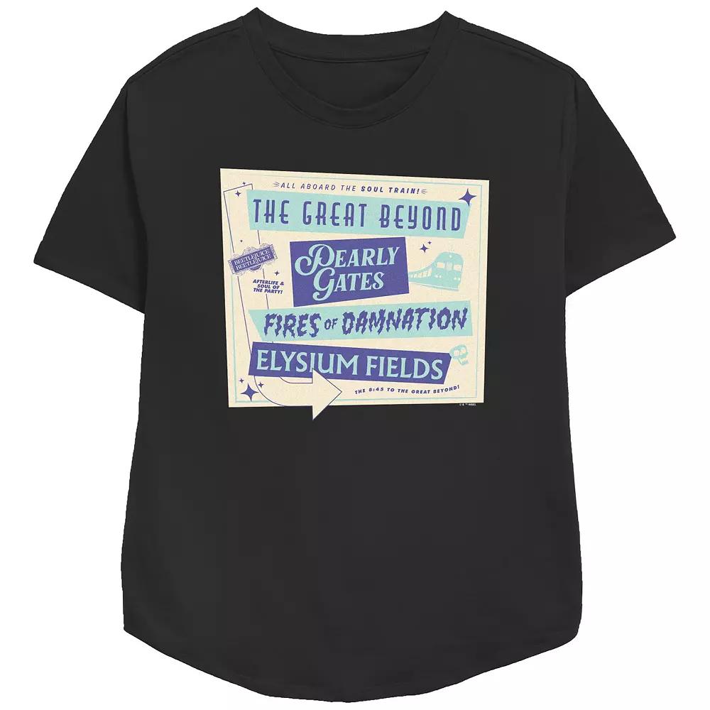 Women's Beetlejuice 2 The Great Beyond Pearly Gates Relaxed Fit Graphic Tee, Size: Small, Black Product Image
