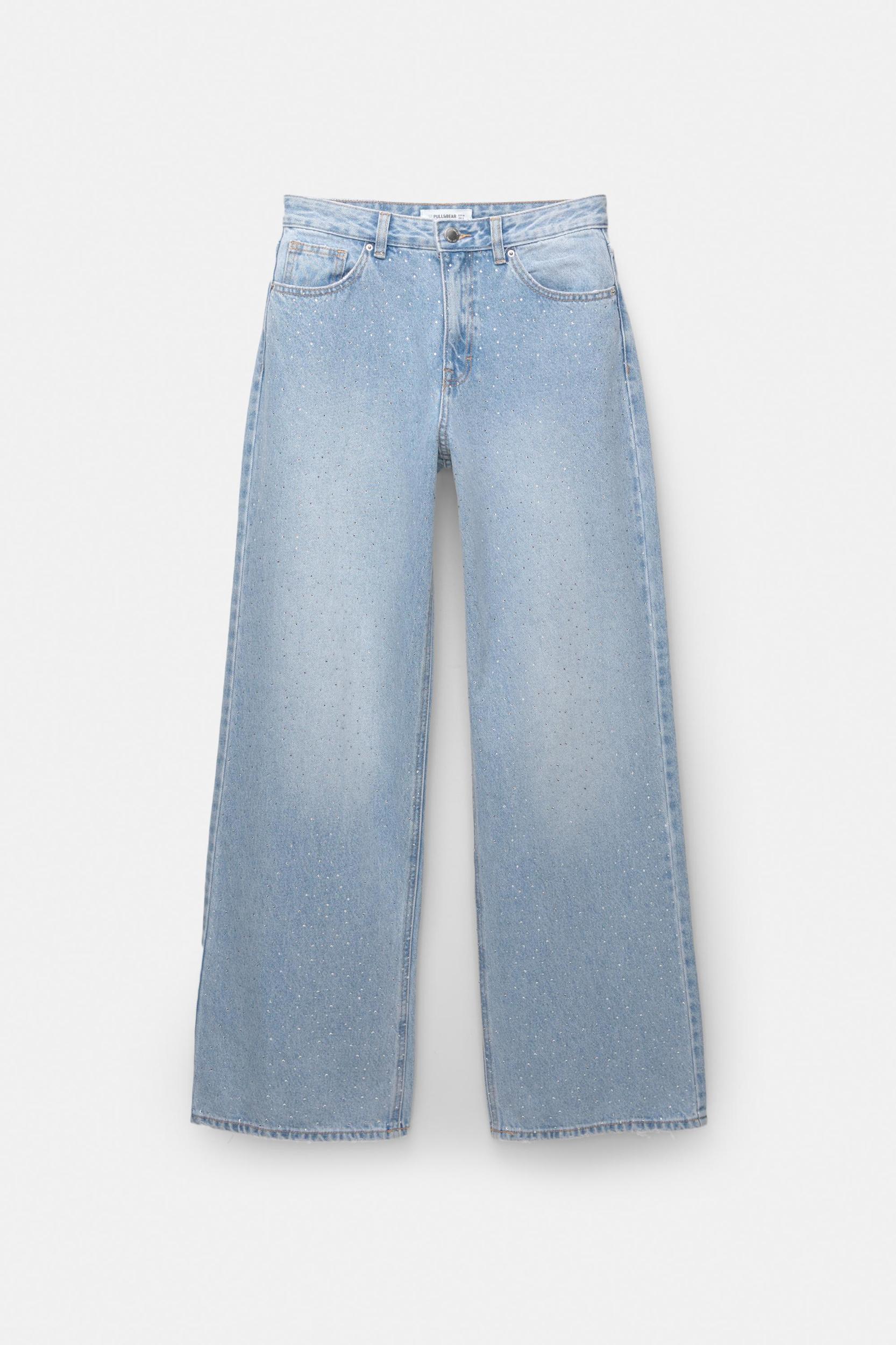 Straight-leg shimmery baggy jeans Product Image