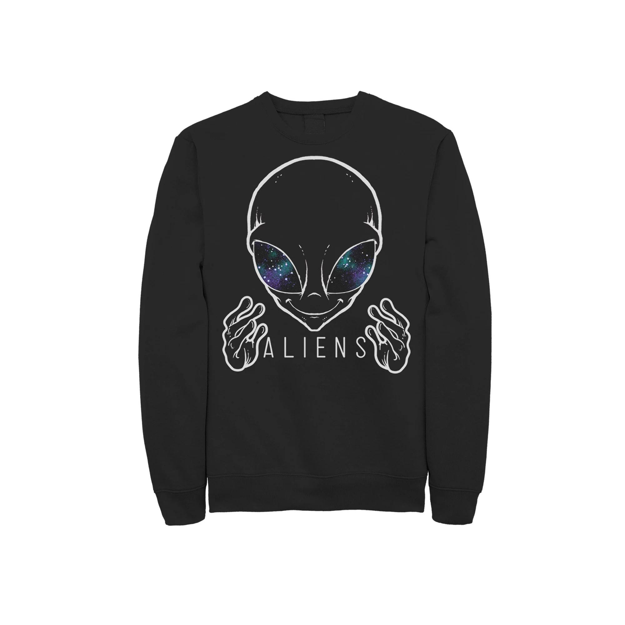 Men's Alien Space Eyes Fleece Crewneck Sweatshirt,  Product Image