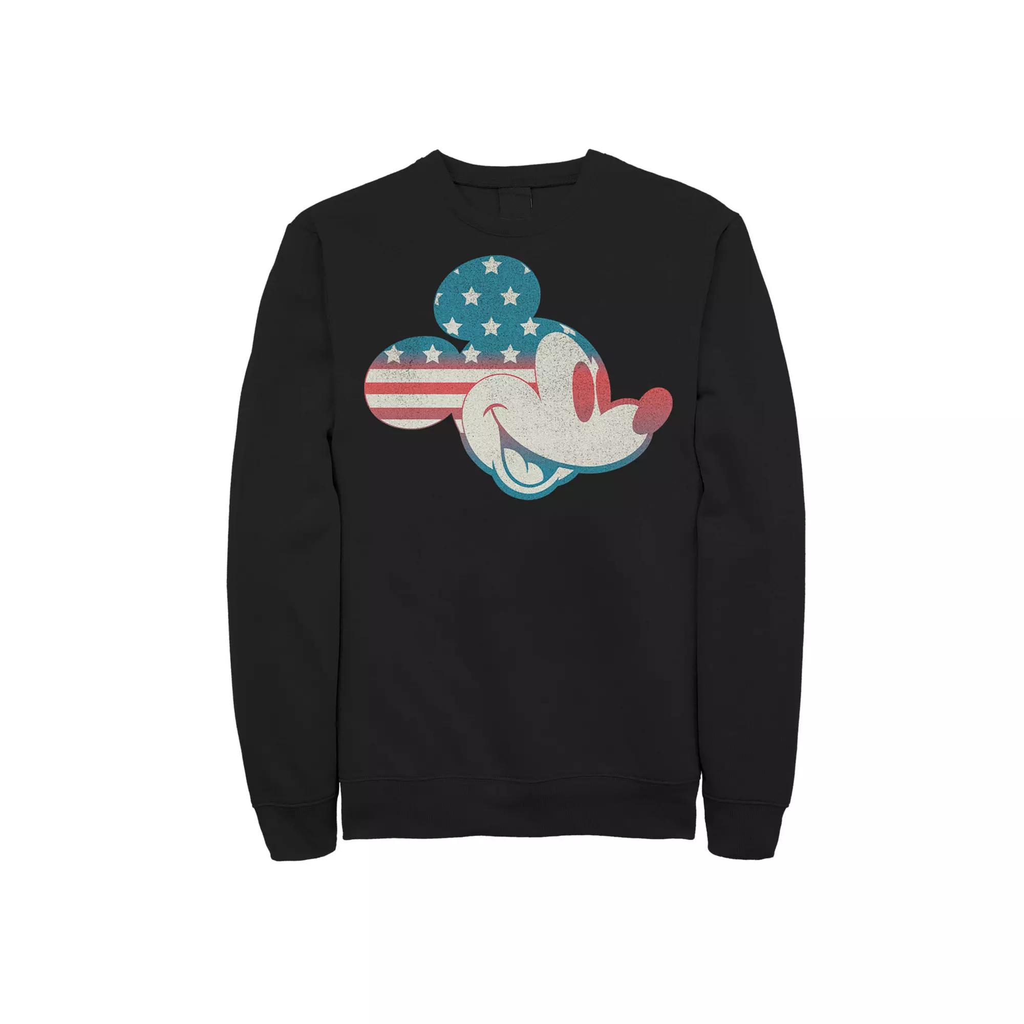 Disney's Mickey & Friends Big & Tall Mickey American Flag Fill Fleece Sweatshirt, Men's,  Product Image