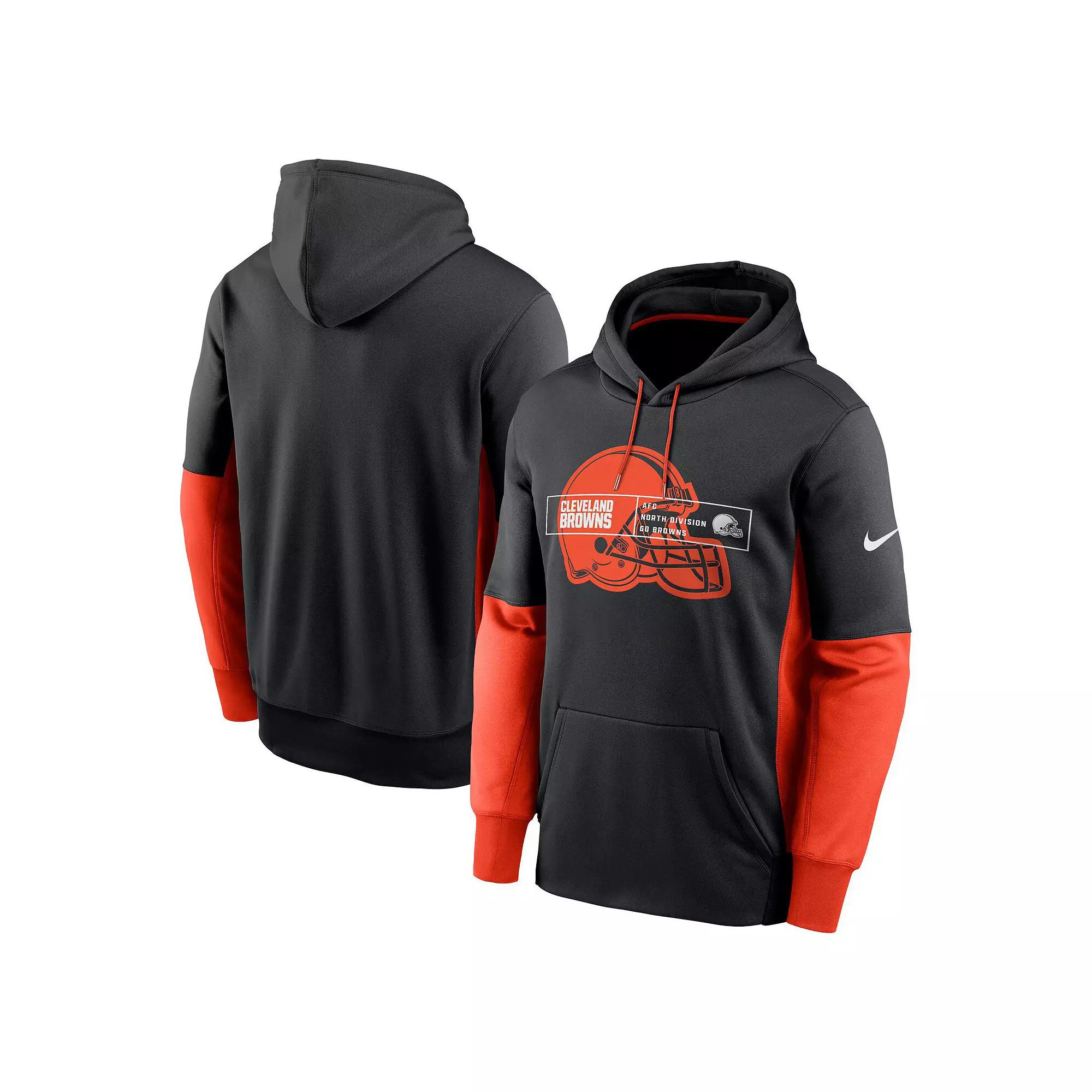 Men's Nike Black Cleveland Browns Color Block Fleece Performance Pullover Hoodie, Size: Small Product Image