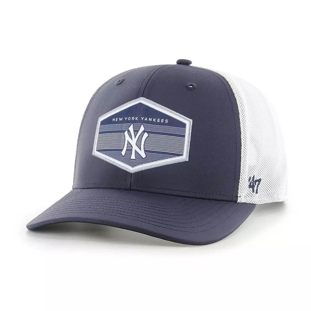 Men's '47 Navy/White New York Yankees Burgess Trucker Snapback Hat, Blue Product Image