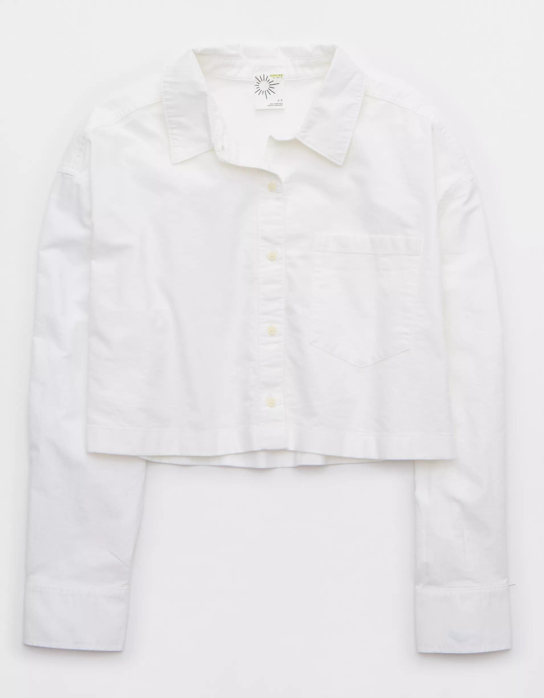 OFFLINE By Aerie Cropped Button Up Shirt Product Image