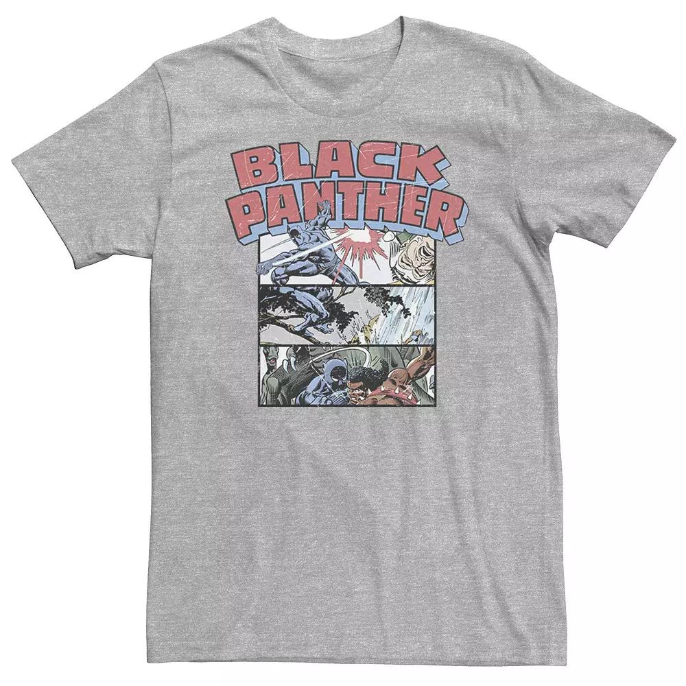 Big & Tall Marvel Black Panther Retro Comic Stacked Panel Art Tee, Men's, Size: 4XL, Athletic Grey Product Image