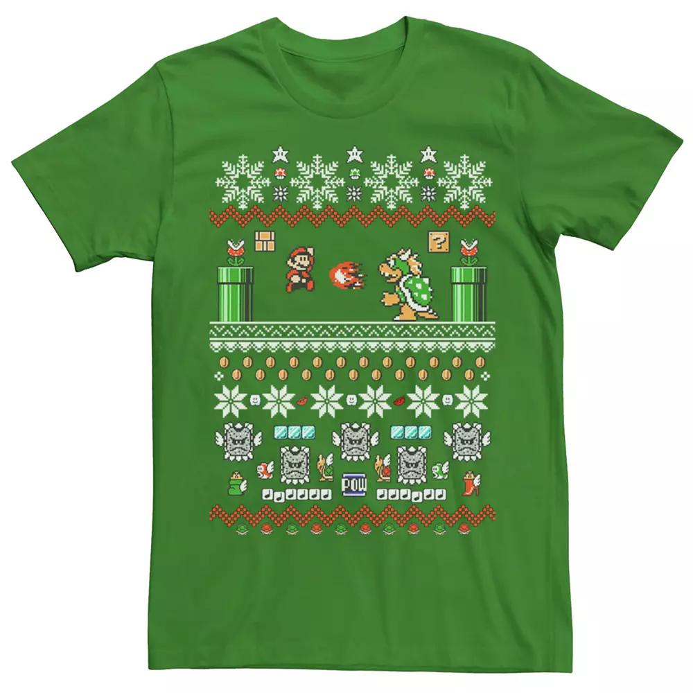 Men's Nintendo Super Mario 8-Bit Christmas Stack Tee,  Product Image