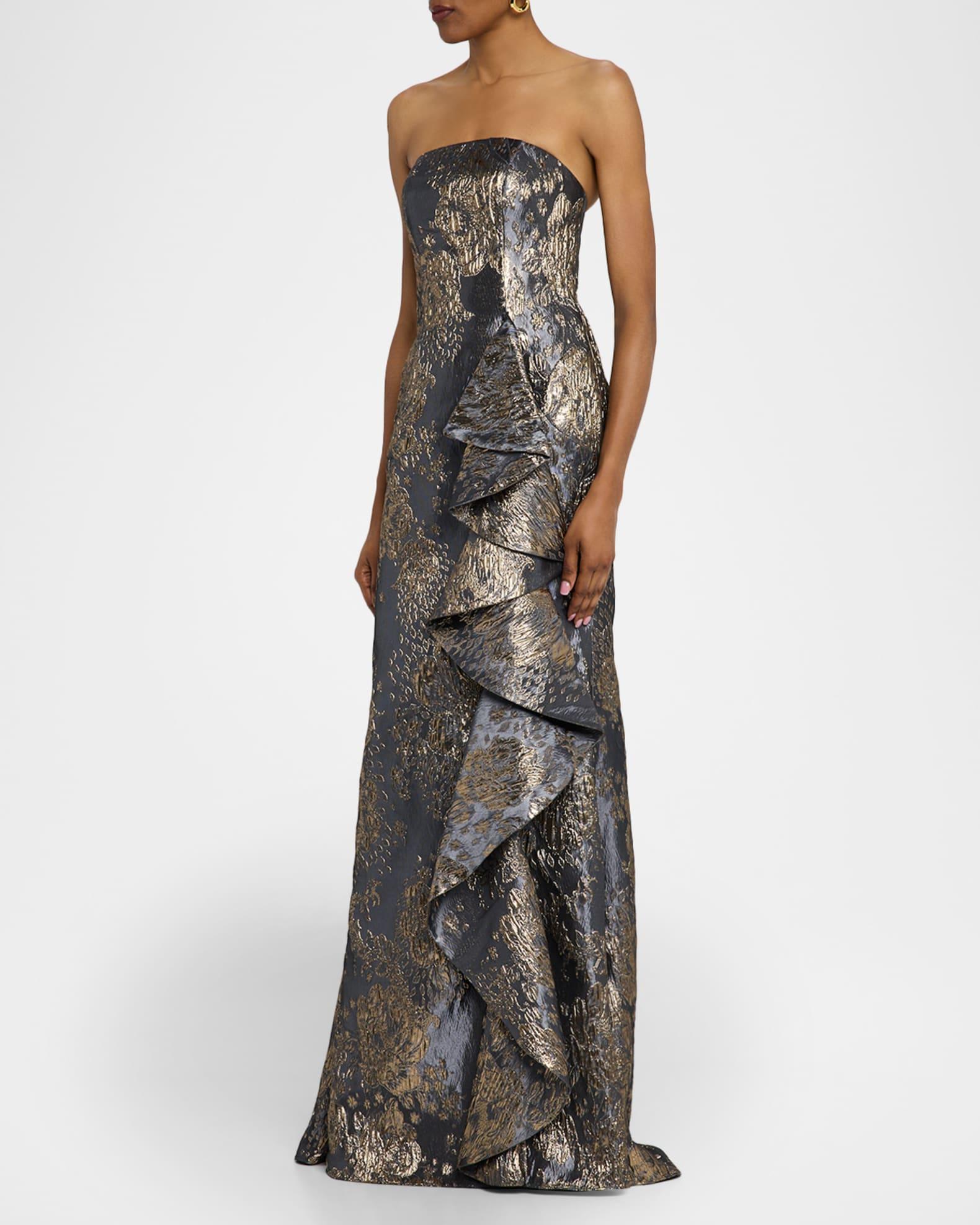 Strapless Metallic Jacquard Trumpet Gown Product Image