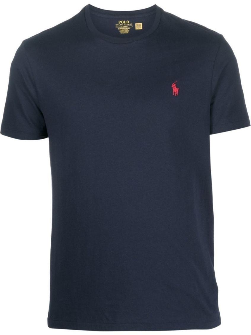 POLO RALPH LAUREN Slim-fit Logo-embroidered Cotton-jersey T-shirt In Navy Product Image