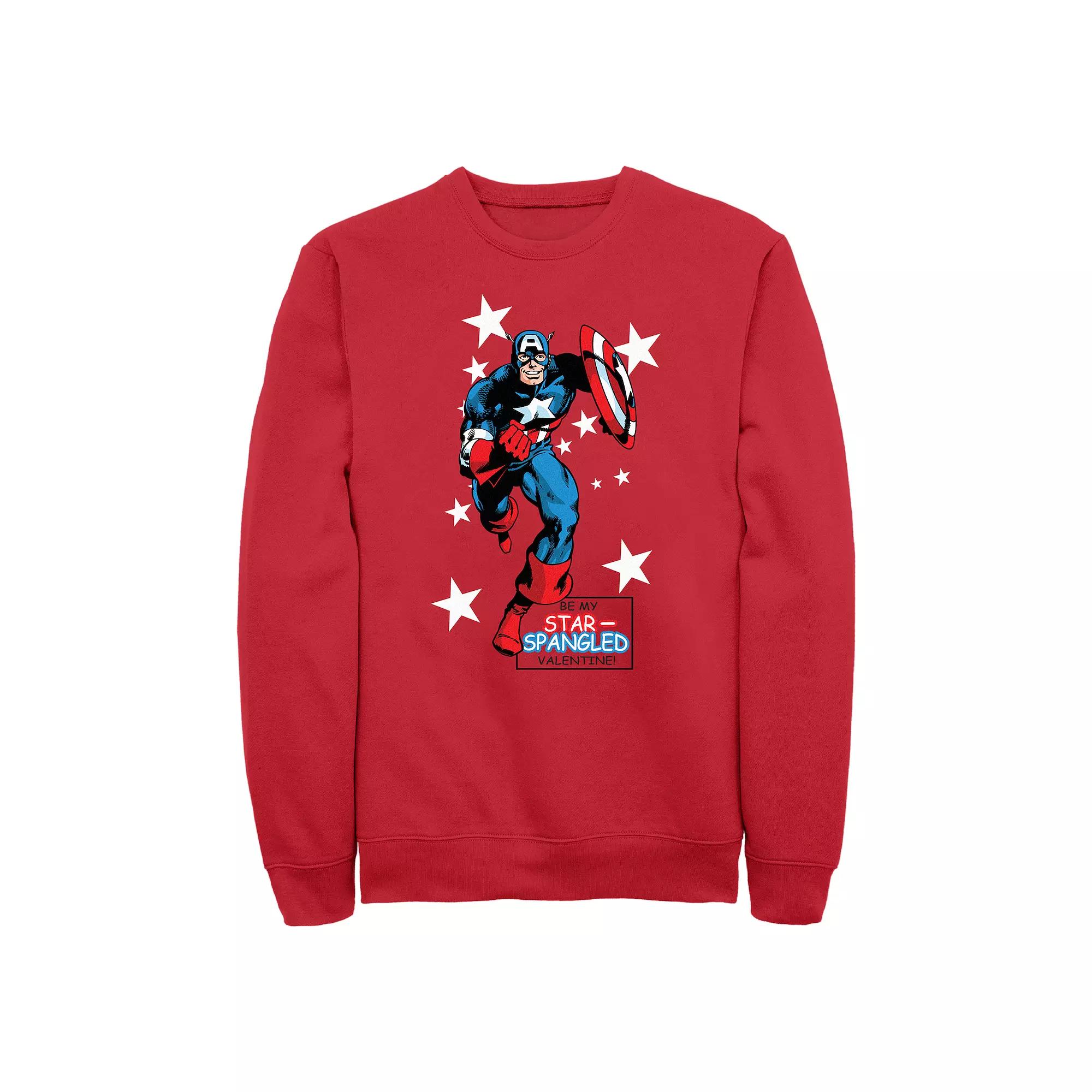 Men's Marvel Captain America Star Spangled Valentine Graphic Fleece,  Product Image