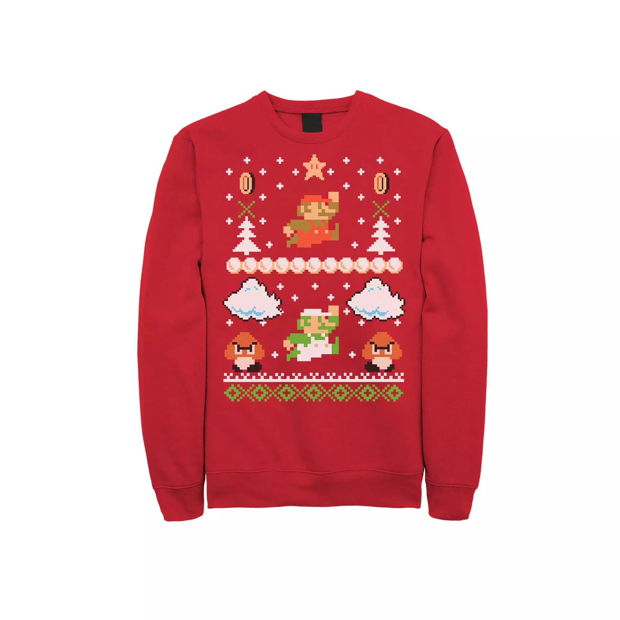 Men's Nintendo Super Mario Ugly Christmas Sweater Sweatshirt,  Product Image
