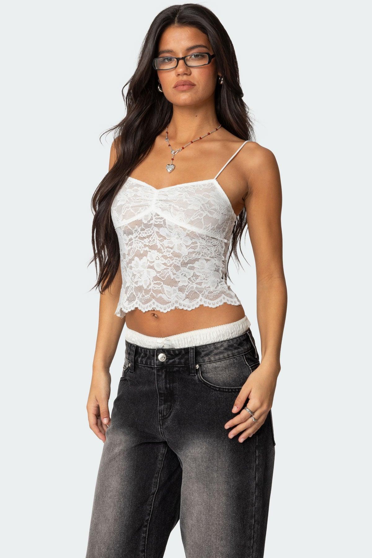 Rut Sheer Lace Tank Top Product Image